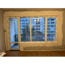 Балконски прозорец (пистолет) Veka Softline 70 - 70 мм с крило и врата 280/180 см