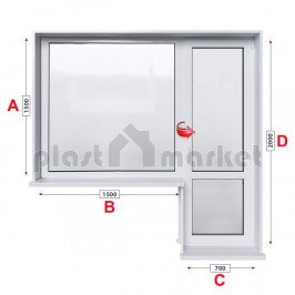 Балконски прозорец (пистолет) Rehau Ecosol-Design 70 - 70 мм с балконска врата 220/150 см Балконски прозорец (пистолет) Rehau Ecosol-Design 70 - 70 мм с балконска врата 220/150 см