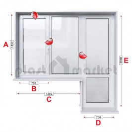 Балконски прозорец (пистолет) StreamLine 76 мм с крилo и врата 205/135 см