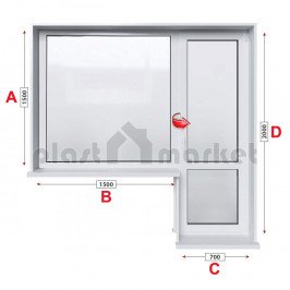 Балконски прозорец (пистолет) Trocal 88+ мм с балконска врата 220/150 см