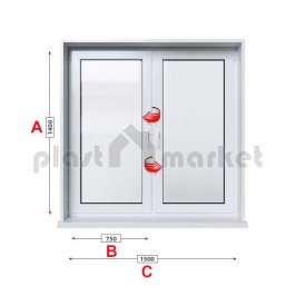 Кухненски прозорец двоен Trocal PRESTIGE 88+ /88 мм/ с две крила Кухненски прозорец двоен Trocal PRESTIGE 88+ /88 мм/ с две крила