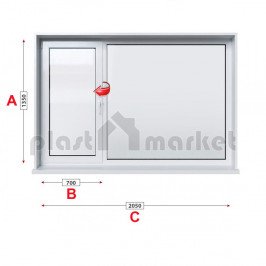 Кухненски прозорец двоен Kommerling 88 Plus 88 мм с ляво крило 205/135 см Кухненски прозорец двоен Kommerling 88 Plus 88 мм с ляво крило 205/135 см