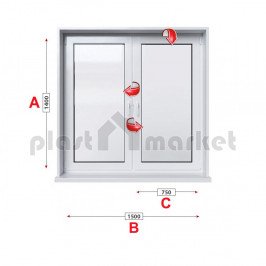 Кухненски прозорец двоен Rehau Ecosol-Design 70 - 70 мм с две крила 150/140 см Кухненски прозорец двоен Rehau Ecosol-Design 70 - 70 мм с две крила 150/140 см