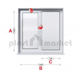 Кухненски прозорец двоен Rehau Ecosol-Design 70 - 70 мм с едно крилo 150/140 см Кухненски прозорец двоен Rehau Ecosol-Design 70 - 70 мм с едно крилo 150/140 см