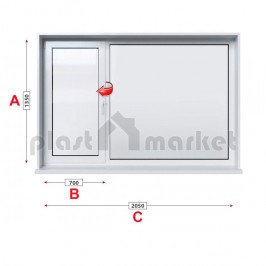 Кухненски прозорец двоен Trocal Classic 76 мм с ляво крило 205/135 см Кухненски прозорец двоен Trocal Classic 76 мм с ляво крило 205/135 см