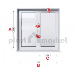 Кухненски прозорец двоен Trocal Economy 70 мм с две крила 150/140 см Кухненски прозорец двоен Trocal Economy 70 мм с две крила 150/140 см
