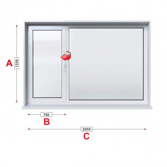 Кухненски прозорец двоен Trocal Economy 70 мм с ляво крило 205/135 см