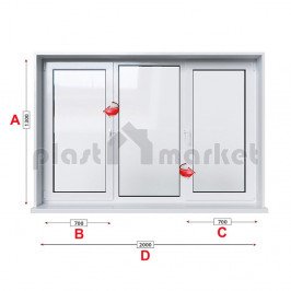 Кухненски прозорец троен Trocal PRESTIGE 88+ /88 мм/ с две крила Кухненски прозорец троен Trocal PRESTIGE 88+ /88 мм/ с две крила
