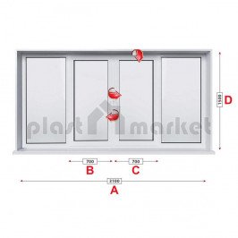Прозорец за хол Gealan S8000 IQ с две крила 310/150 см