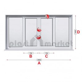 Прозорец за хол Rehau Ecosol-Design 70 - 70 мм с две крила 300/160 см