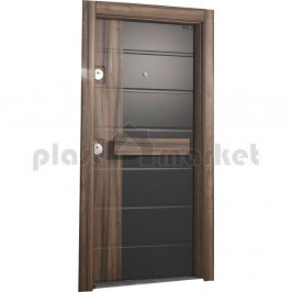 Блиндирана врата Старлайф SM01 Black Matt PVC / Natural Walnut Блиндирана врата Старлайф SM01 Black Matt PVC / Natural Walnut