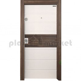 Блиндирана врата Старлайф SM05 White Matt PVC / Natural Walnut Блиндирана врата Старлайф SM05 White Matt PVC / Natural Walnut