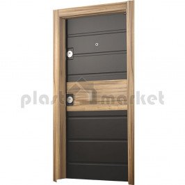 Блиндирана врата Старлайф SM05 Black Matt PVC / Light Natural Walnut Блиндирана врата Старлайф SM05 Black Matt PVC / Light Natural Walnut